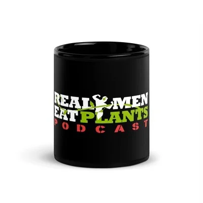 Real Men Eat Plants Podcast Logo Black Glossy Mug