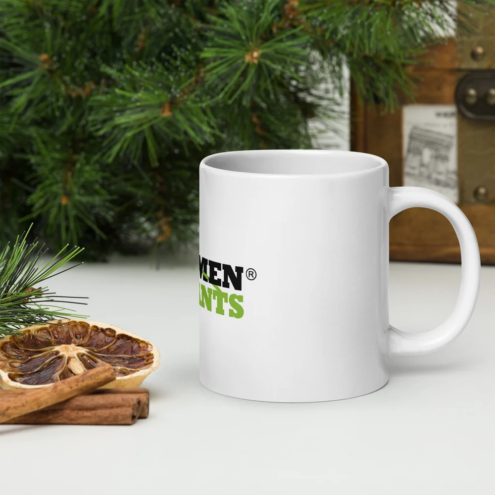 Real Men Eat Plants White glossy mug