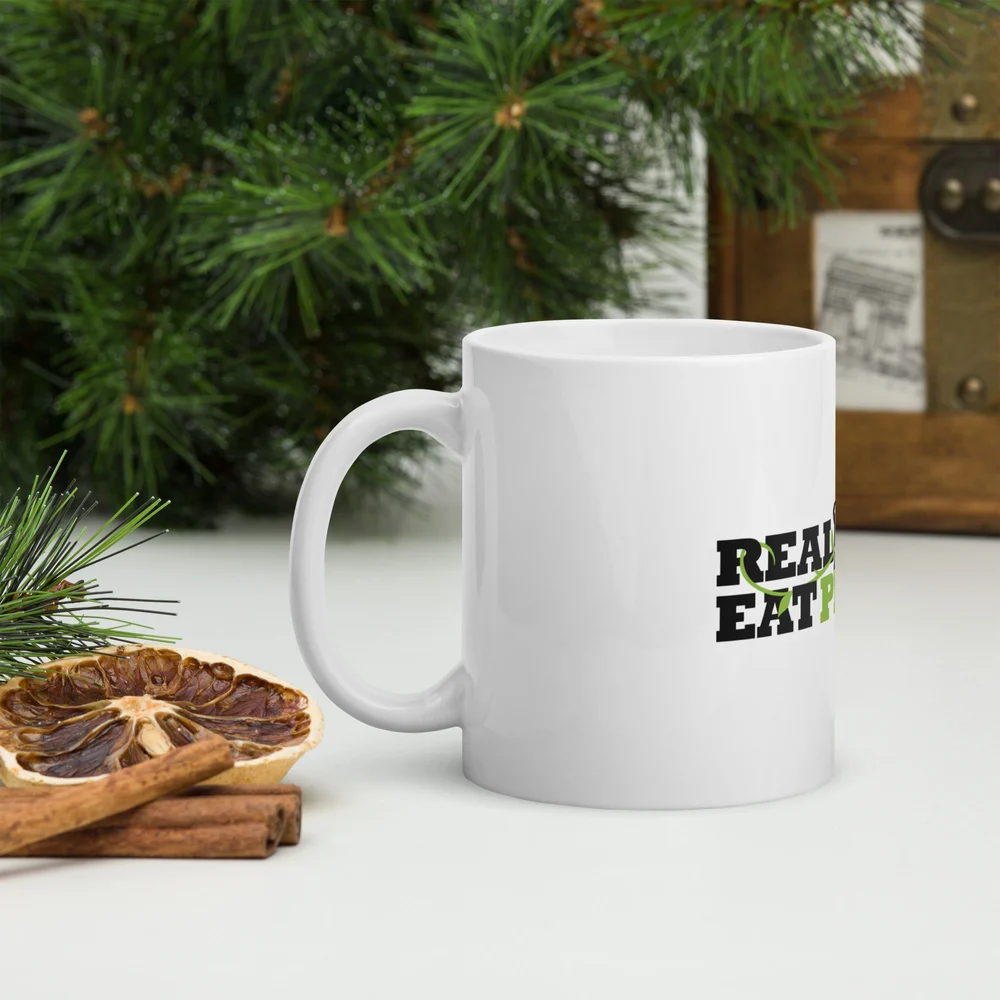Real Men Eat Plants White glossy mug