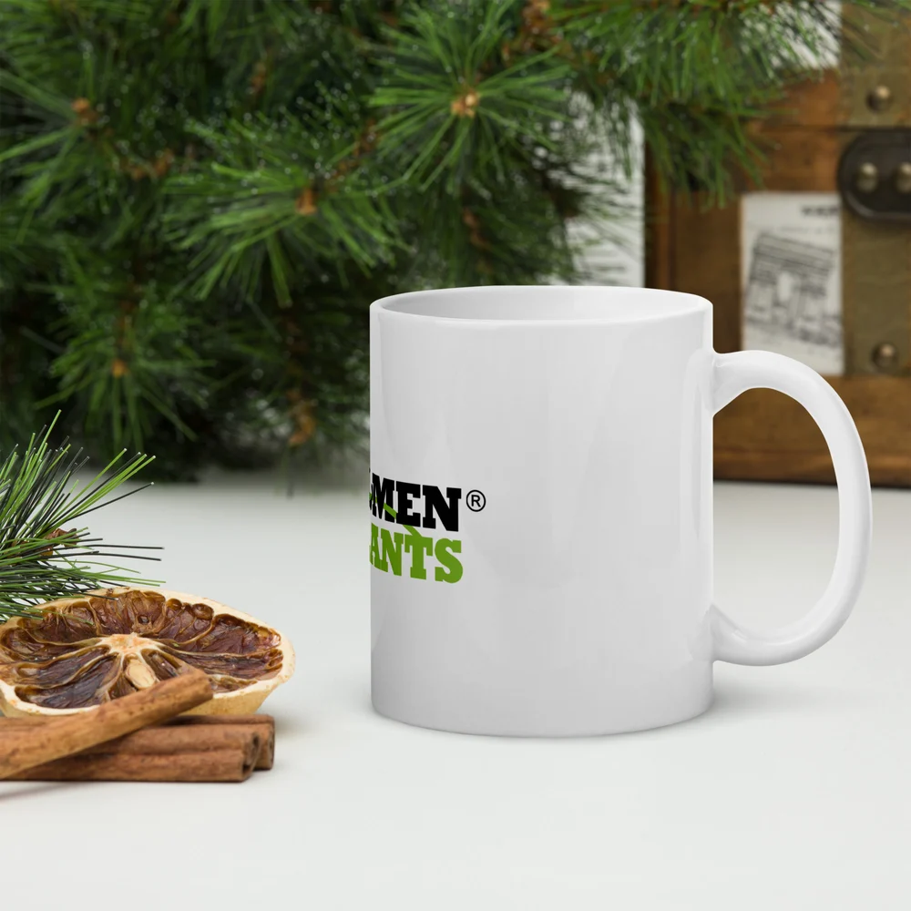 Real Men Eat Plants White glossy mug