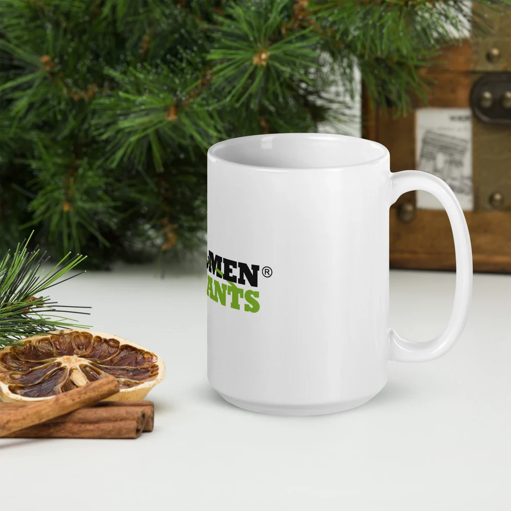 Real Men Eat Plants White glossy mug