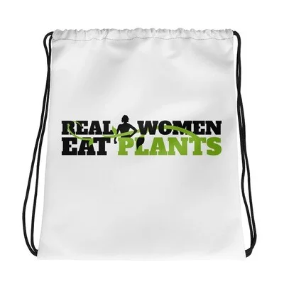 Real Women Eat Plants Drawstring Bag